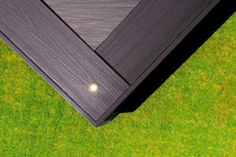 A close up of a composite deck
